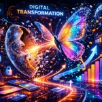 Trasformazione digitale con intelligenza artificiale - farfalla digitale simbolo di innovazione tecnologica e AI